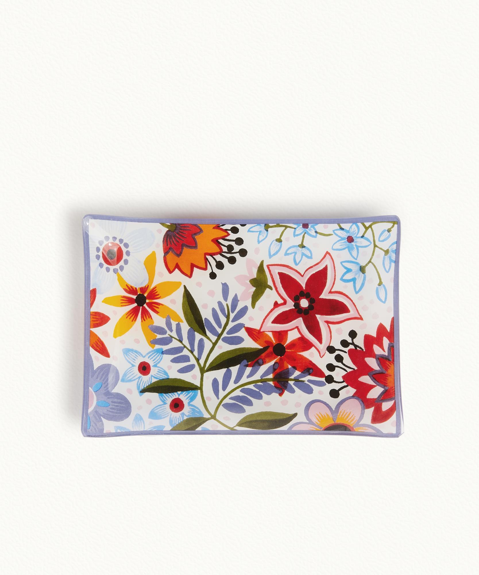 Porte savon Fleurs  Verre décoré - 10 x 14.5 cm