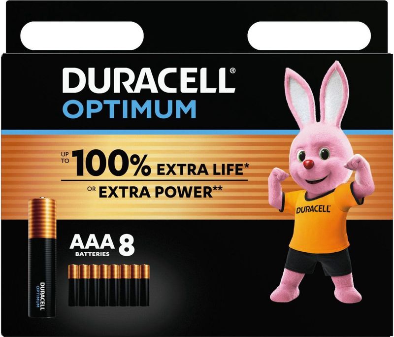 Duracell - Optimum - AAA Alkalinebatterijen - 1,5 V - 8 Stuks