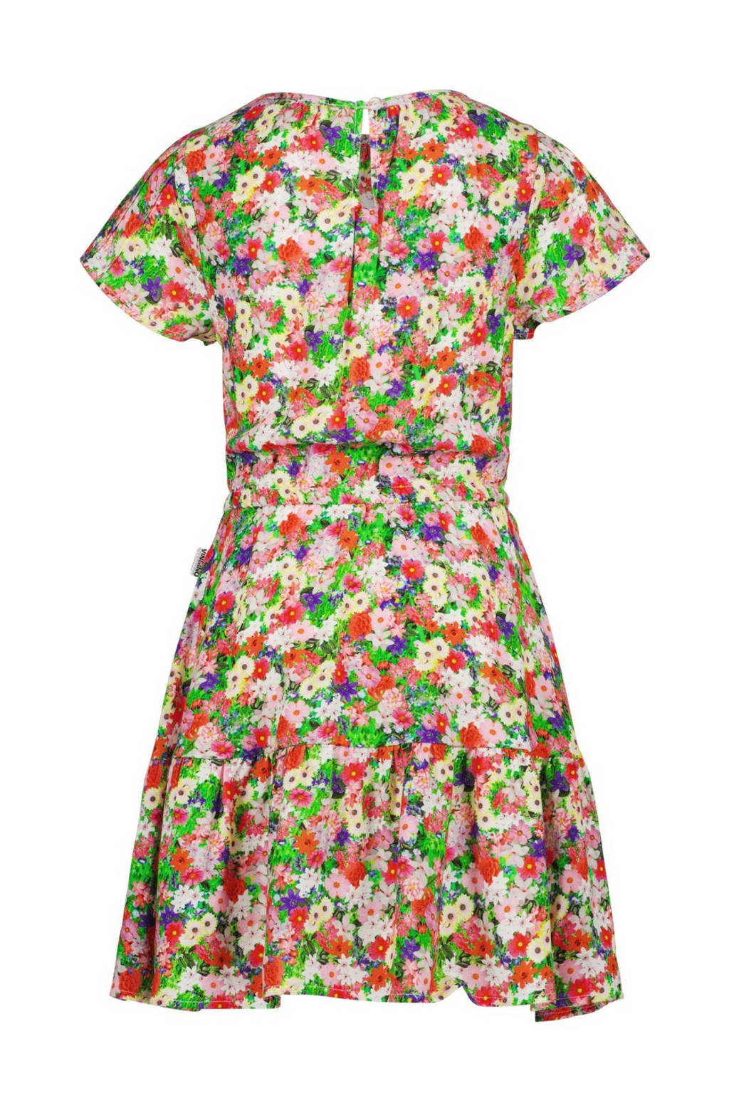Vingino gebloemde A-lijn jurk roze/multicolor