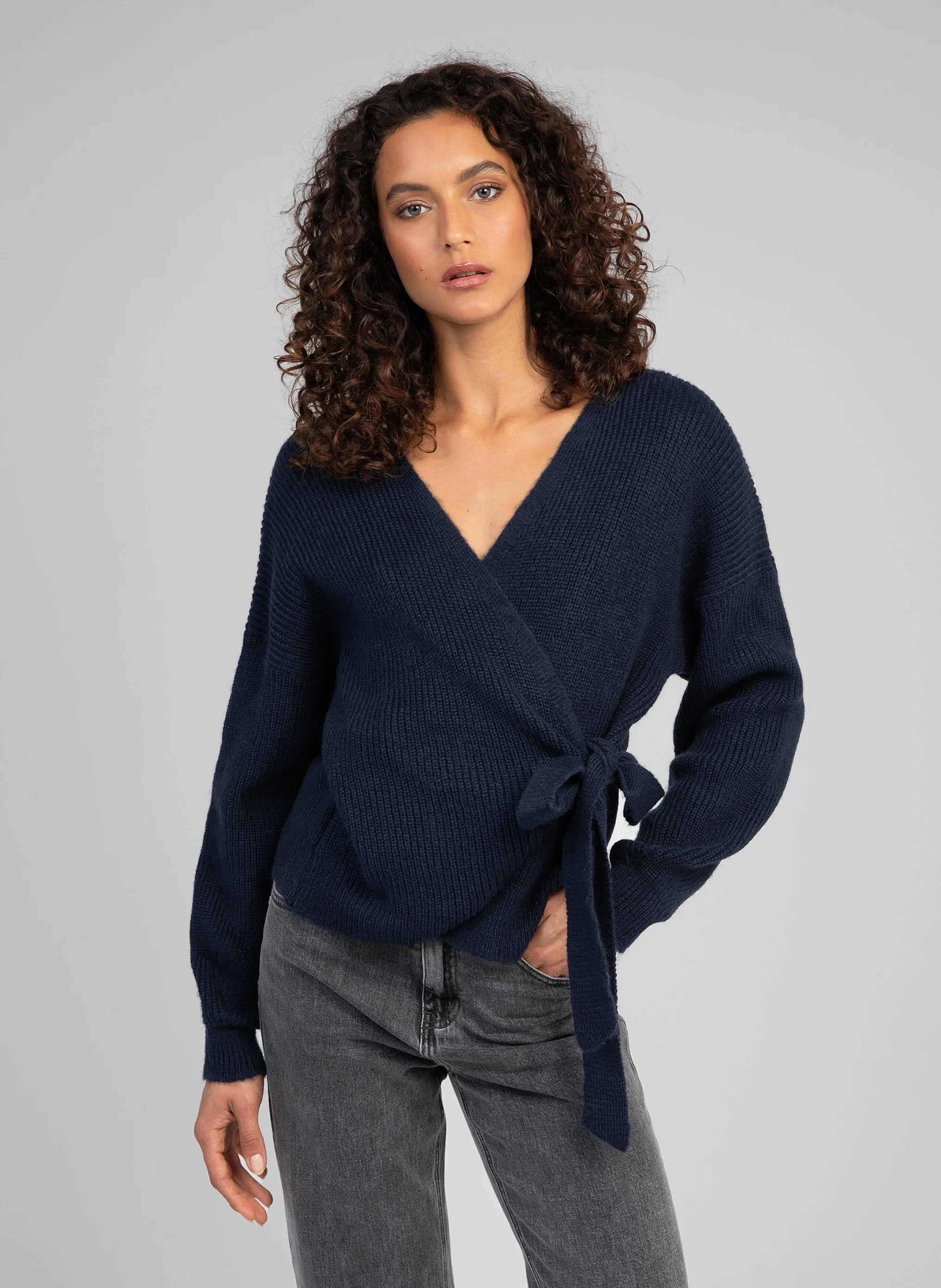 LENINONA - Cardigan col V| Bleu