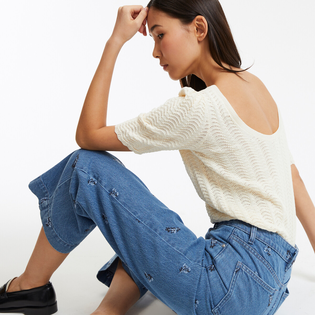 COLEÇÃO LA REDOUTE<br>Suéter em malha fina com gola redonda