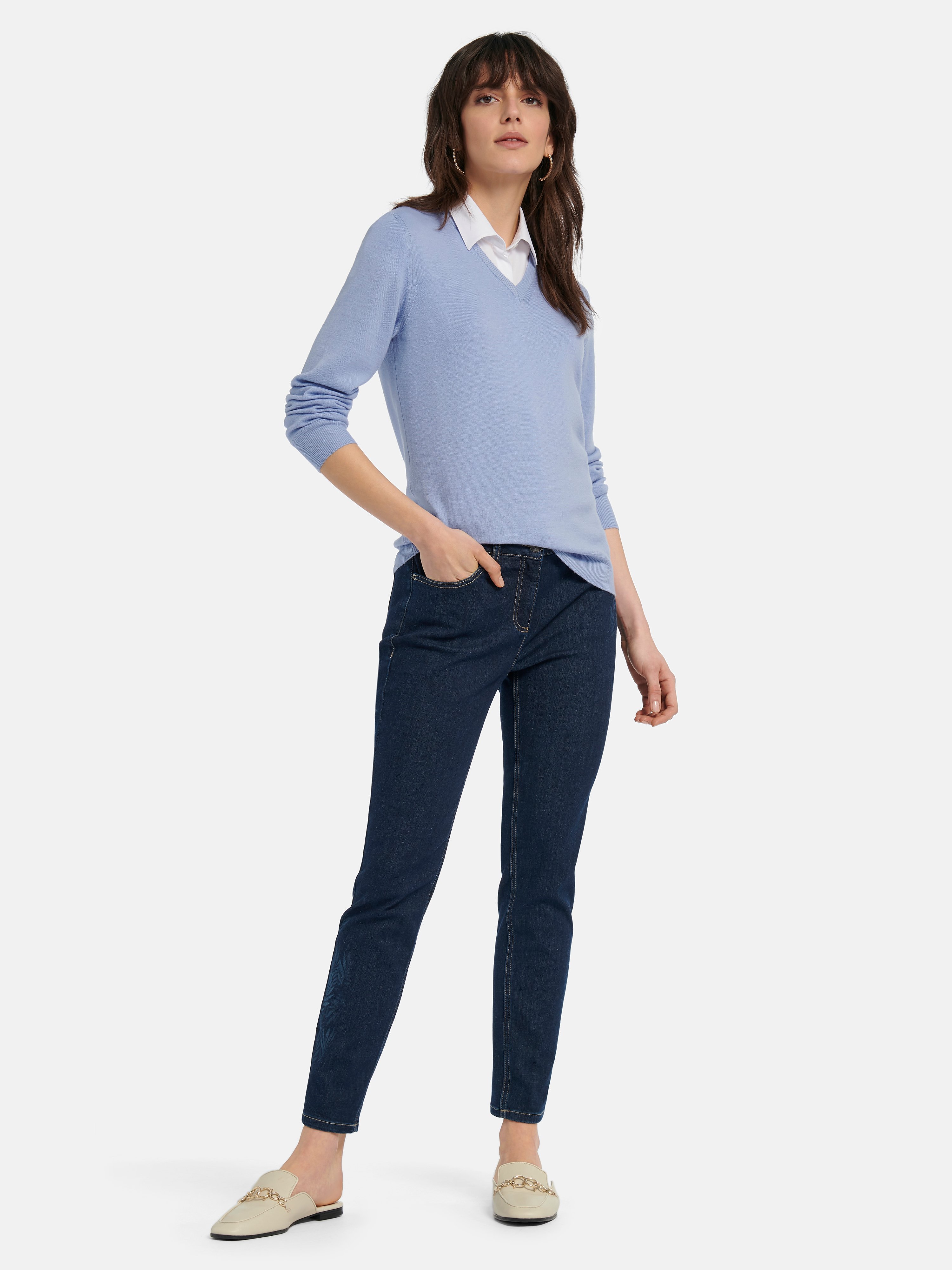 V-Pullover aus 100% Schurwolle Pure Tasmanian Wool