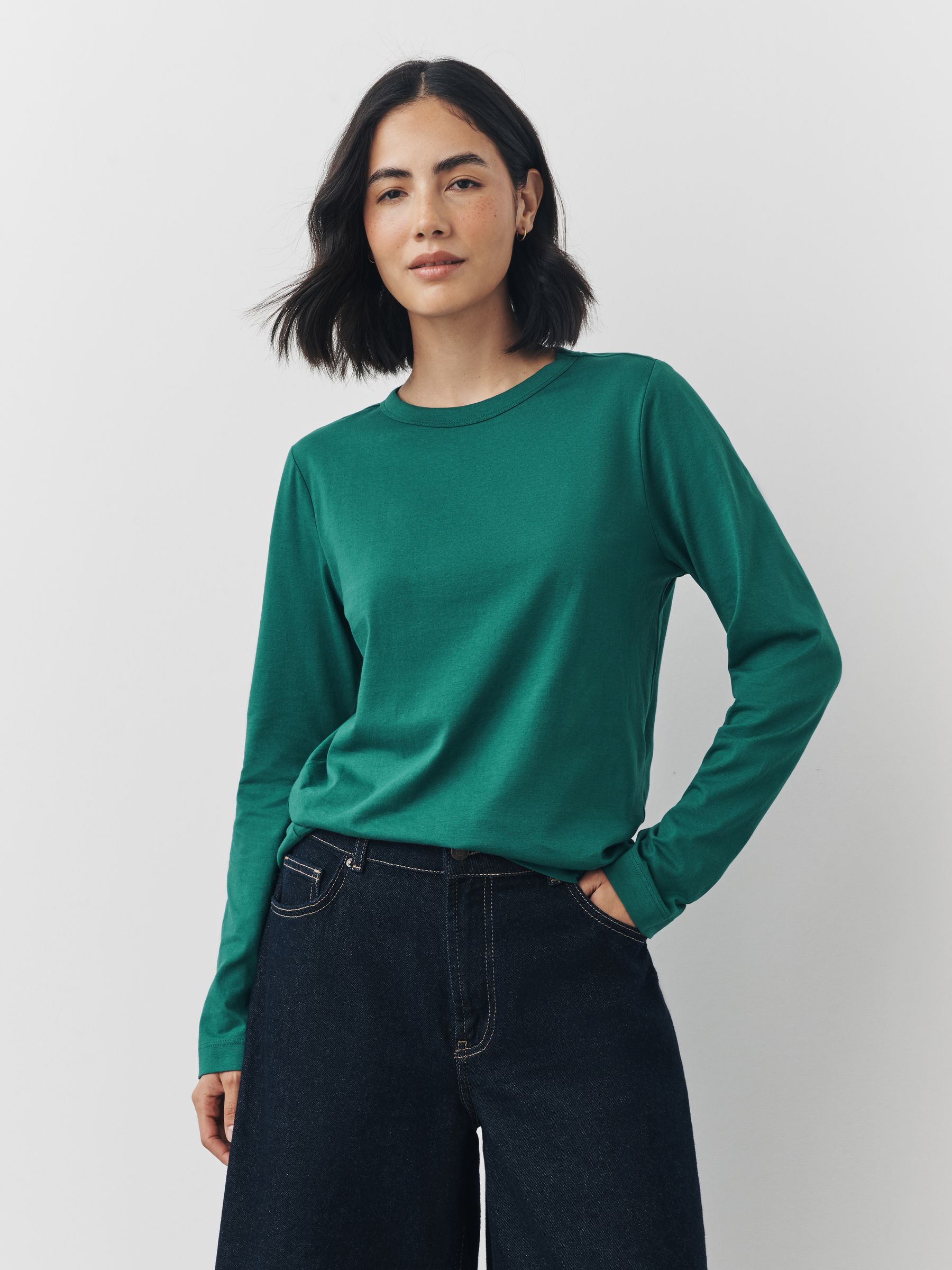 Groen - 100% katoenen T-shirt met lange mouwen
