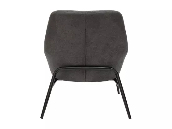 Fauteuil design en tissu effet velours gris foncé et métal noir MAXINE