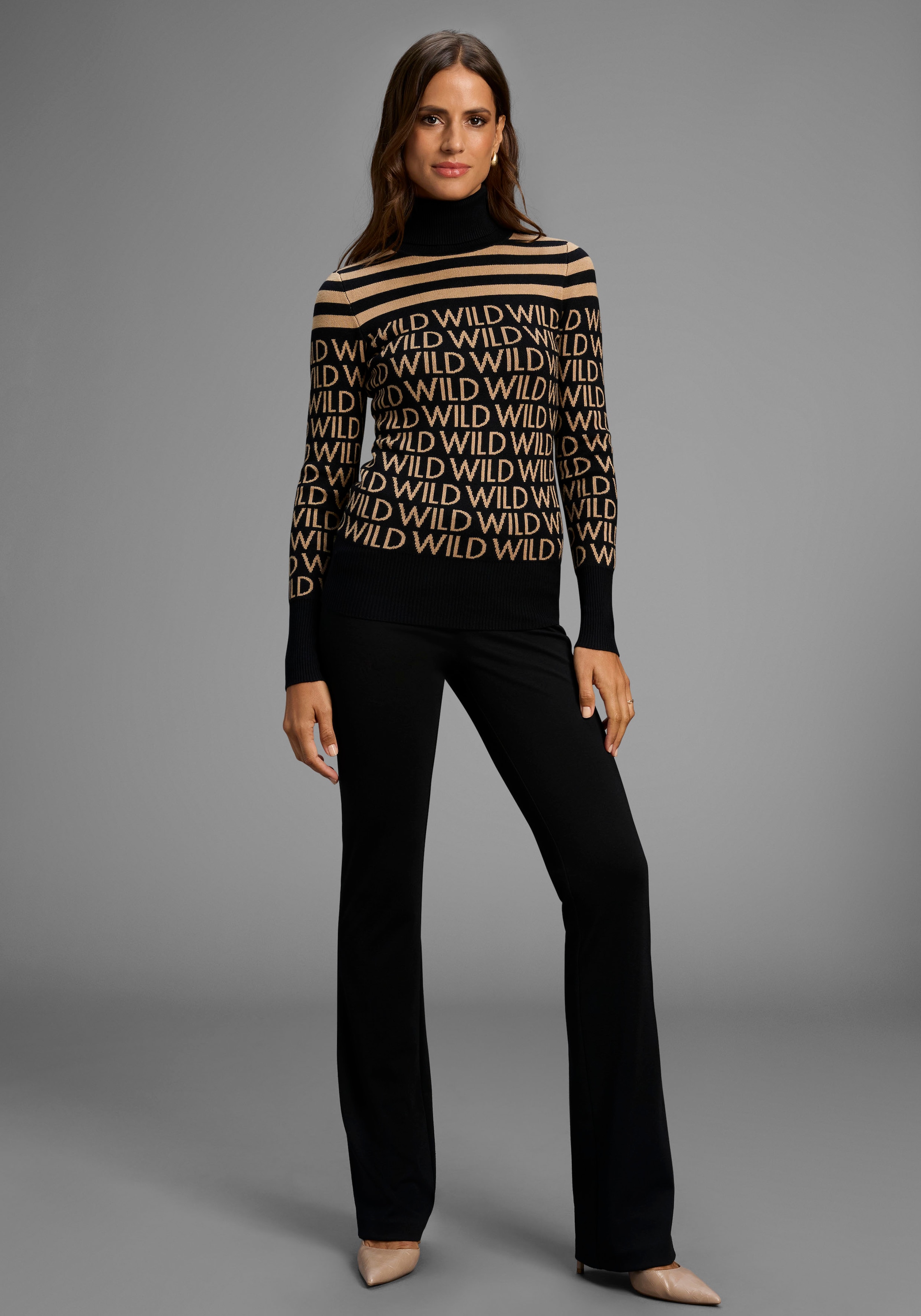 Melrose Rollkragenpullover , mit Streifen und Wording