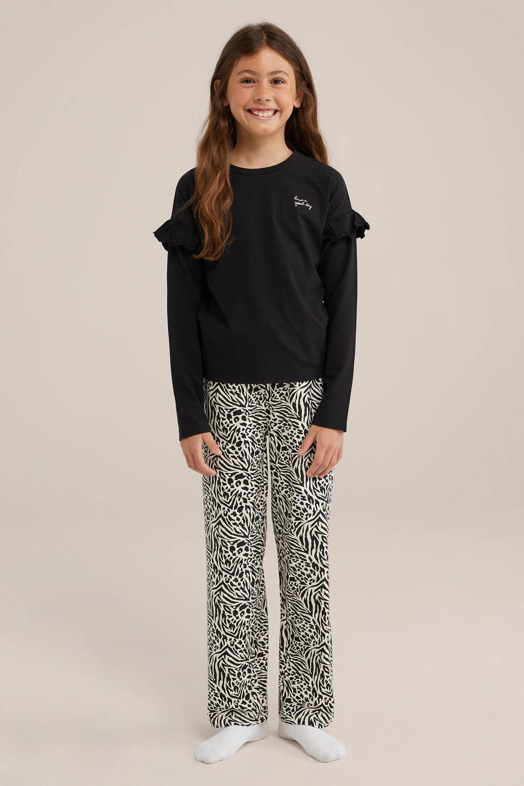 WE Fashion pyjama zwart/wit