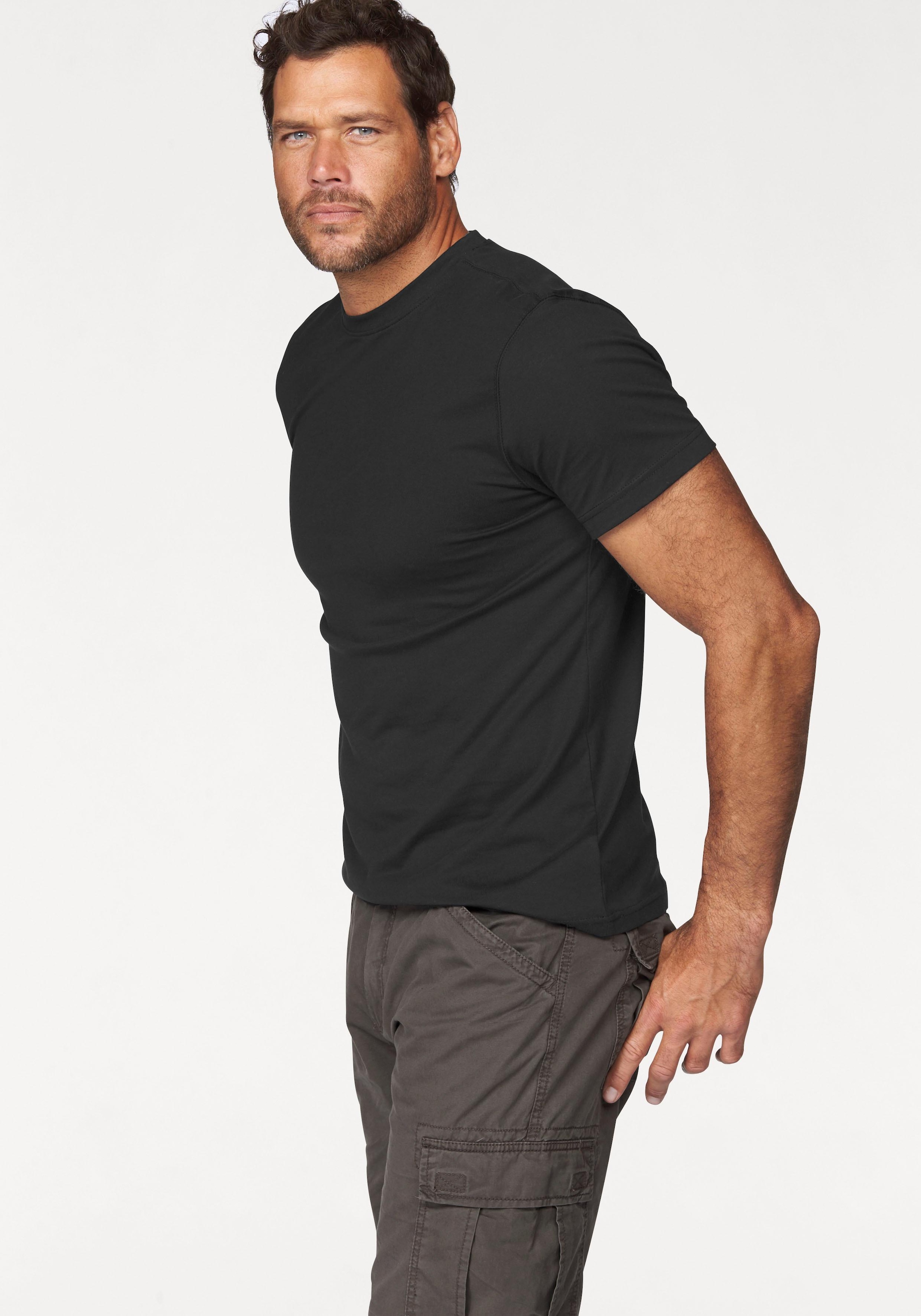 Man's World T-Shirt »neue Farben!« 3er-Pack,  Kurzarm,  unifarben,  Rundhals,  aus Baumwolle,