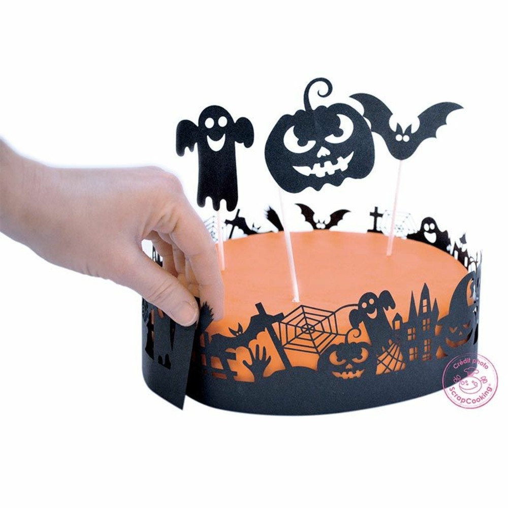Décoration papier noires pour gâteau halloween