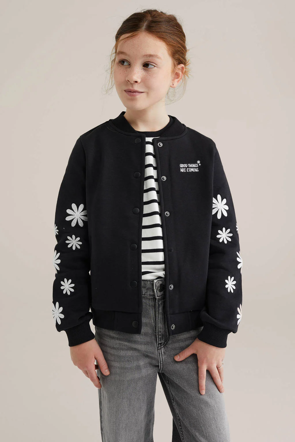 WE Fashion bomber jasje zwart/wit