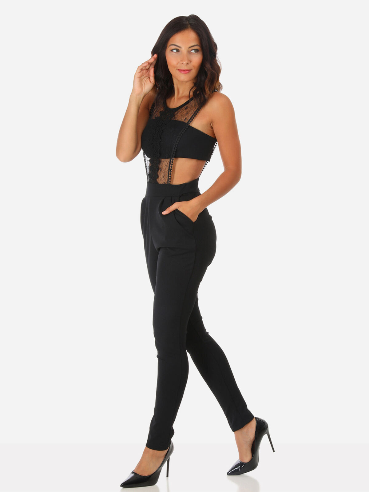 Combinaison effet bandeau- Noir
