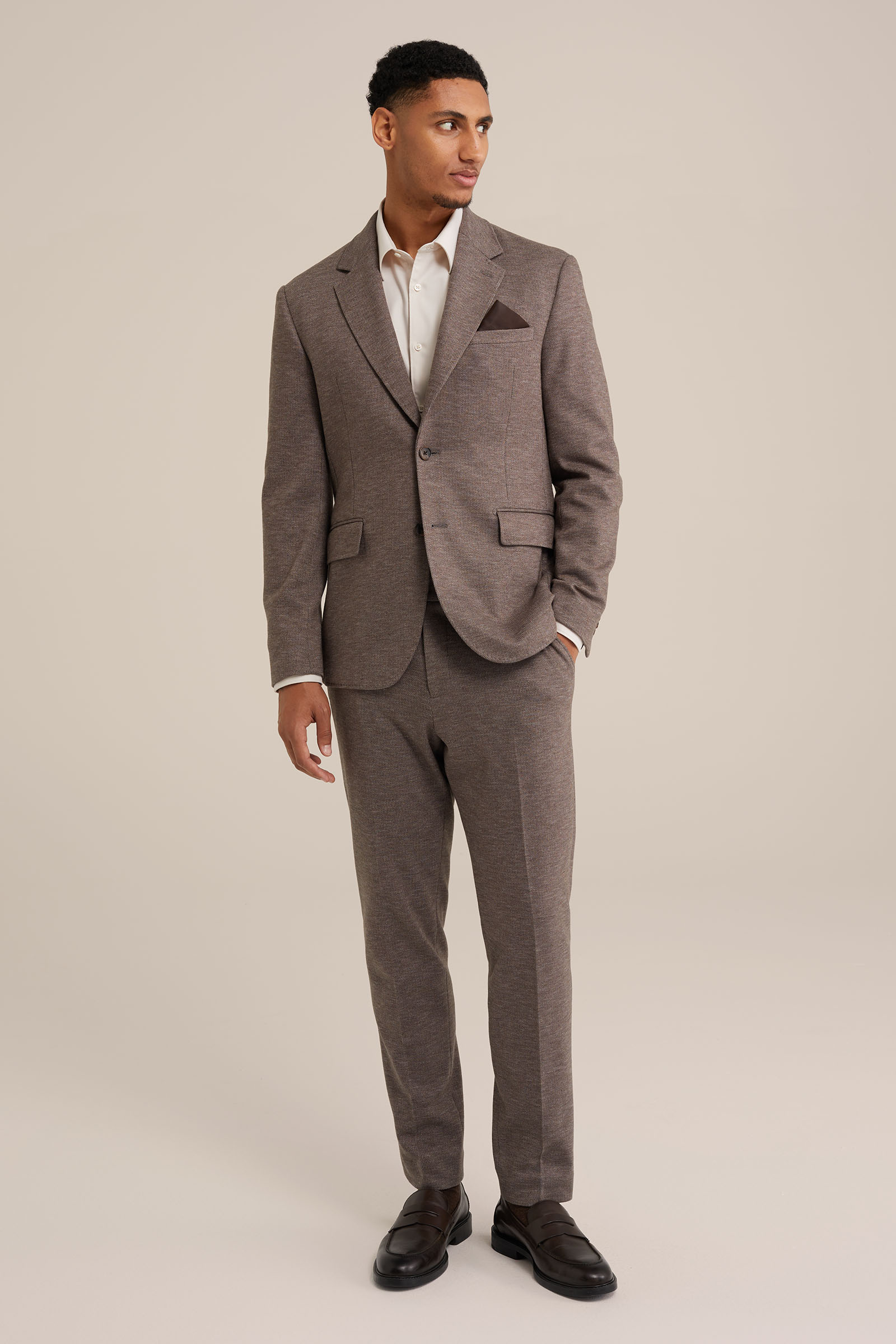 premium flannel look blazer van gebreid materiaal Van Gils Donkergrijs