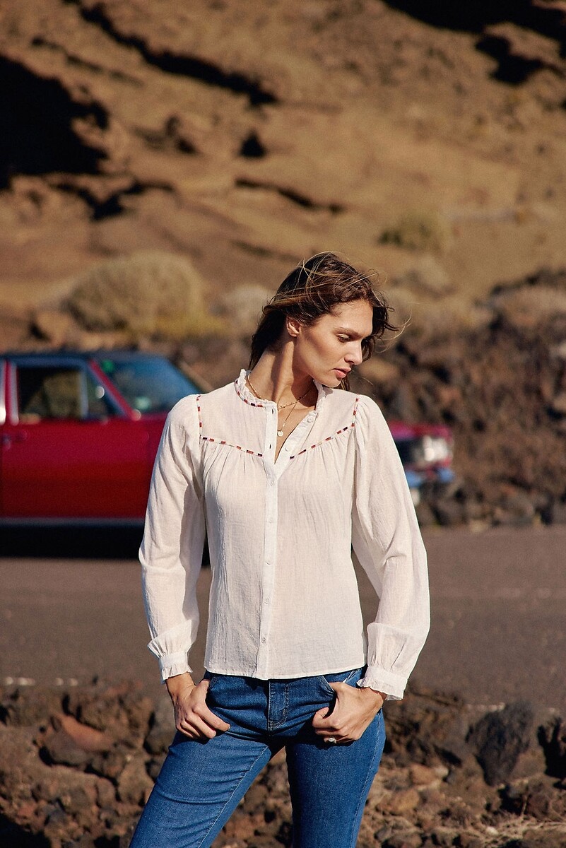 LA PETITE ETOILE<br>Blusa de algodão com decote redondo e detalhes bordados BEATTIE