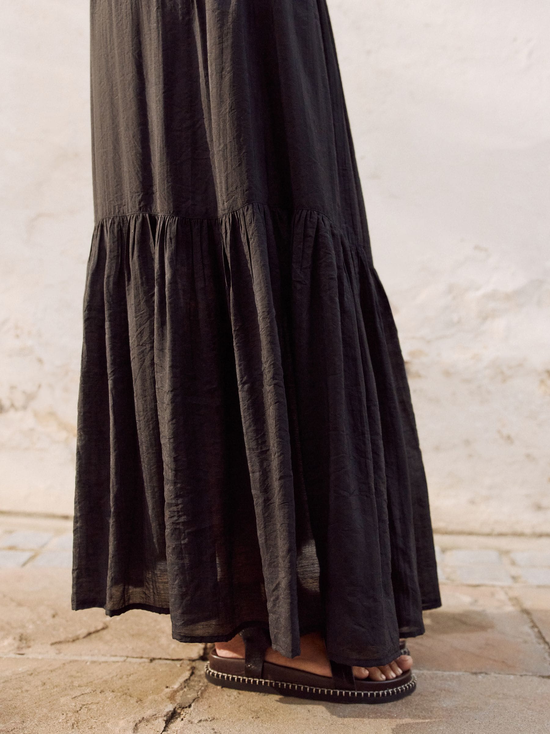 Zwart - Modal Blend Maxi Skirt