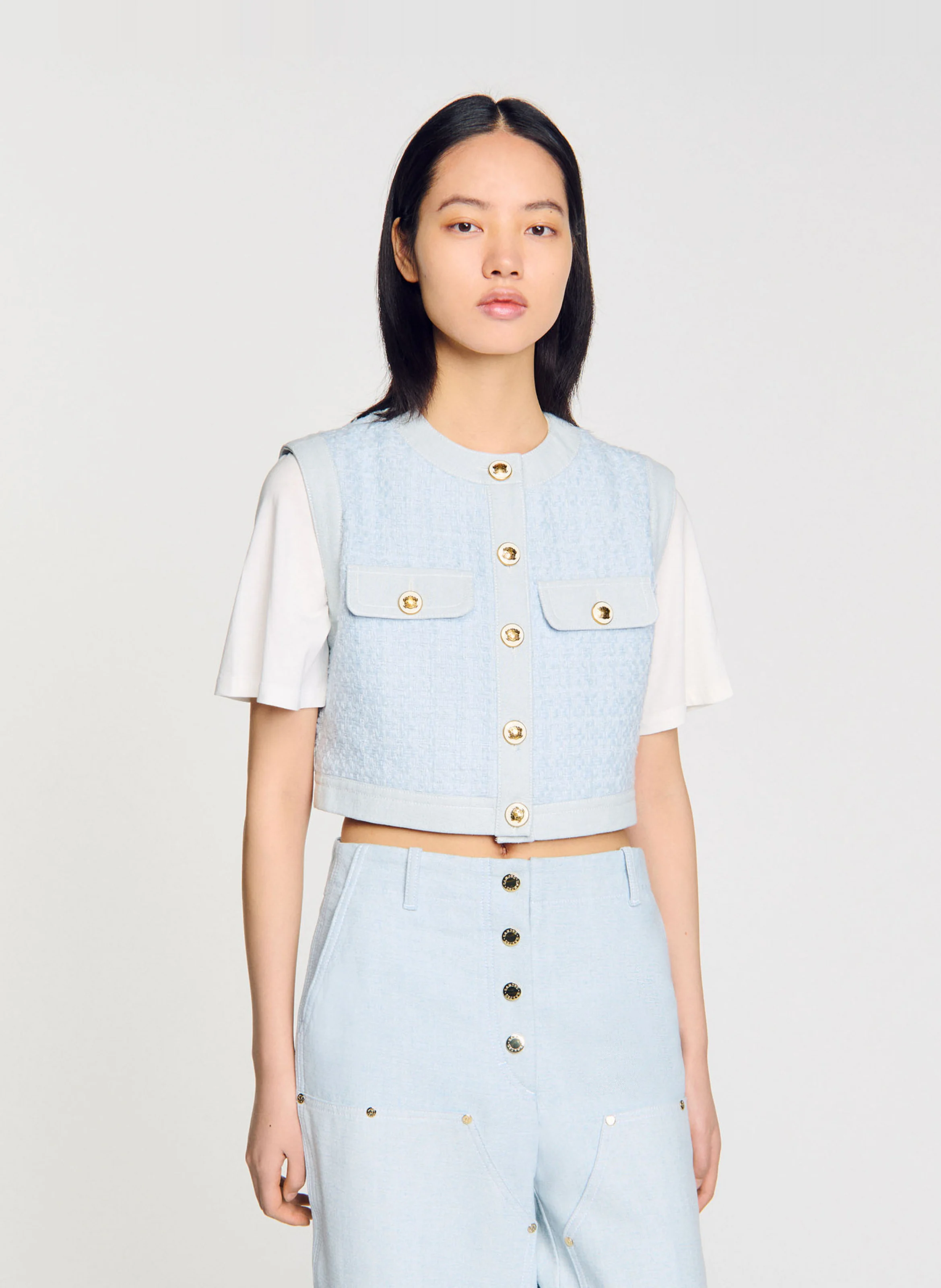 Top court col rond| Bleu