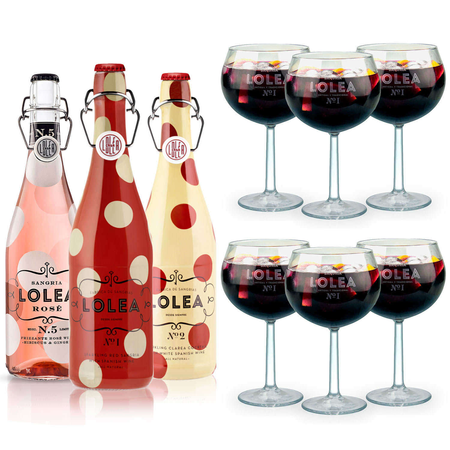 Assortiment premium sangrias Lolea et leurs verres