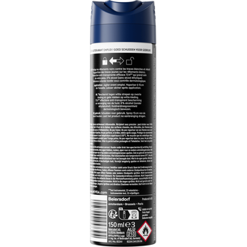 NIVEA MEN Black & White Invisible Original Anti-Transpirant Spray - 150ml - Geen witte of gele vlekken - Quickdry - Alcoholvrij - Beschermt 72 uur