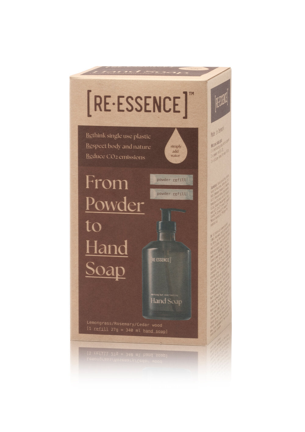 RE·ESSENCE  Håndsæbe starter sæt - citrongræs/rosmarin/cedertræ
