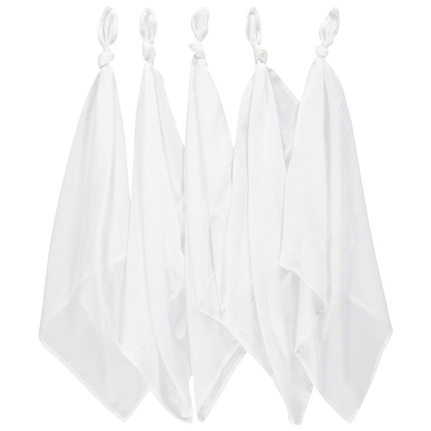 Lot de 5 langes unis blancs - Blanc