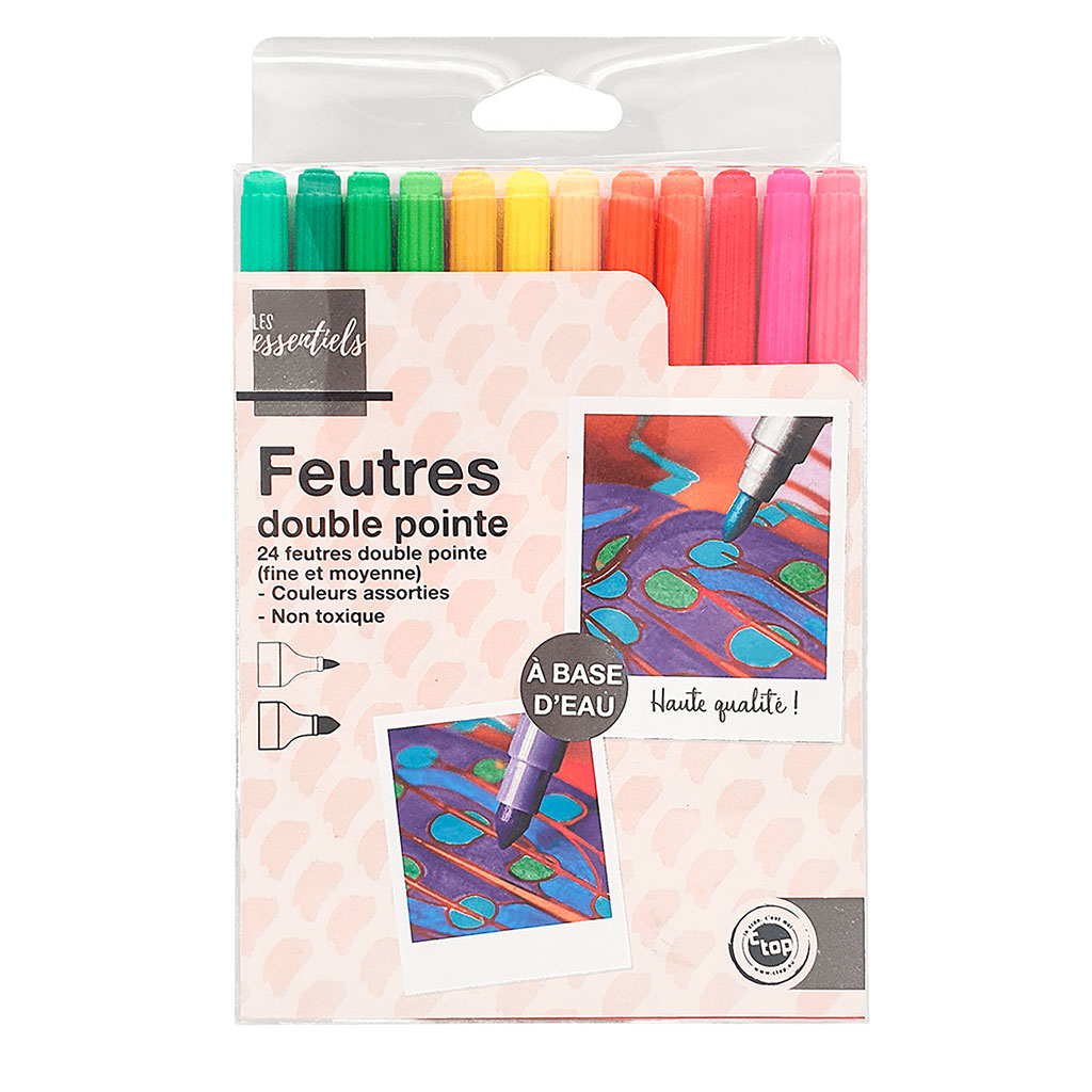 Pochette de 24 feutres double pointe