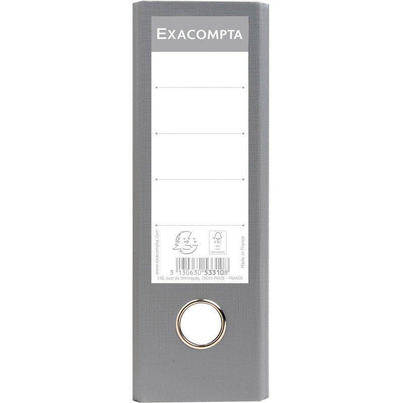 Classeur à levier cartonné à l'italienne Exacompta A4 - Dos 8 cm gris