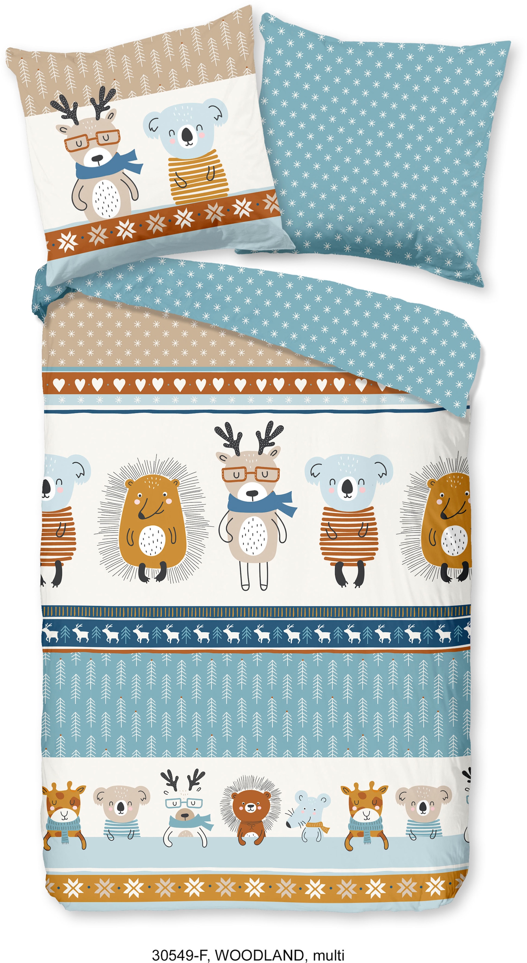 good morning Kinderbettwäsche »Woodland« 2 Stk. tlg. Biber, 135x200, Warm, Weich, Wendeoptik, Reissverschluss, Tieren, Kind