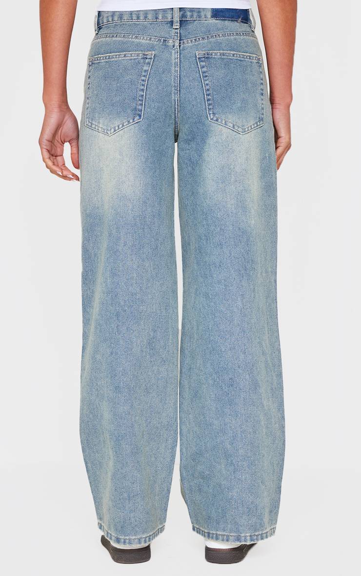 Délavage Vintage Jean Boyfriend Vintage Déchiré Aux Genoux Ourlet Effiloché