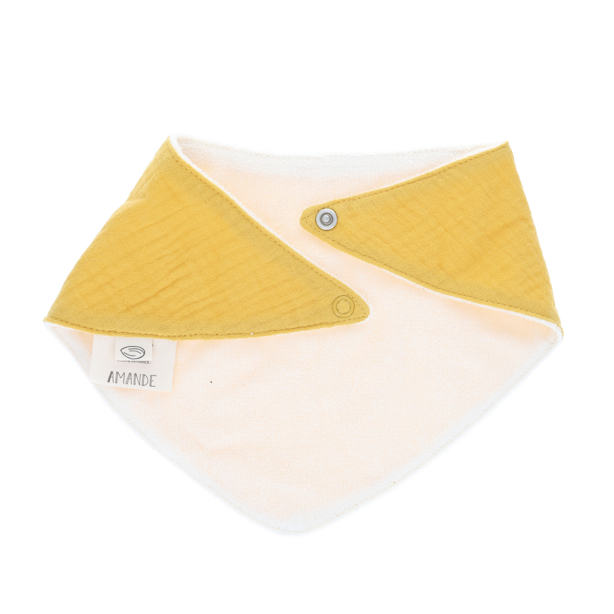 Bavoir bandana en gaze de coton jaune miel Amande