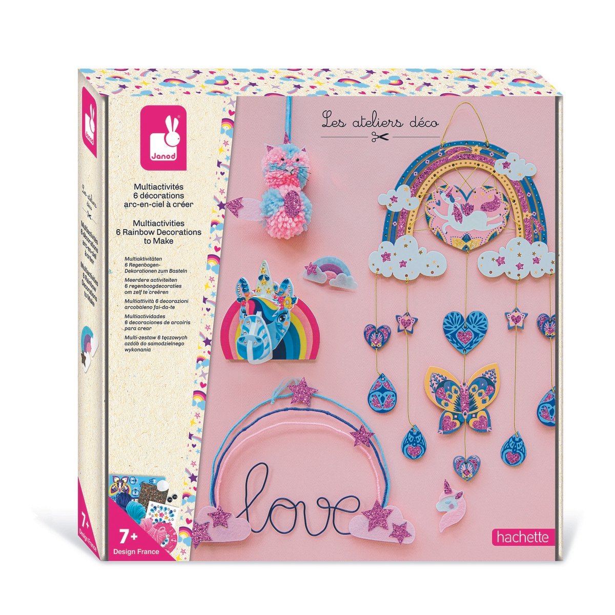 Coffret multiactivités 6 décorations arc-en-ciel