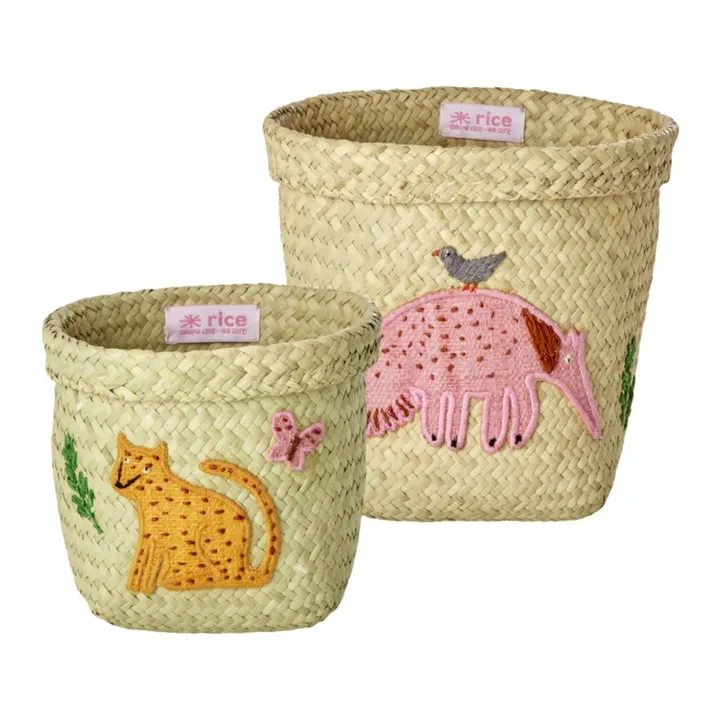 Rice Paniers de rangement Animaux - Set de 2 | Orange