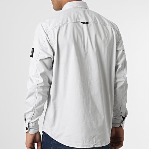 Chemise Manches Longues Monologo Badge Relaxed 2057 Gris Clair