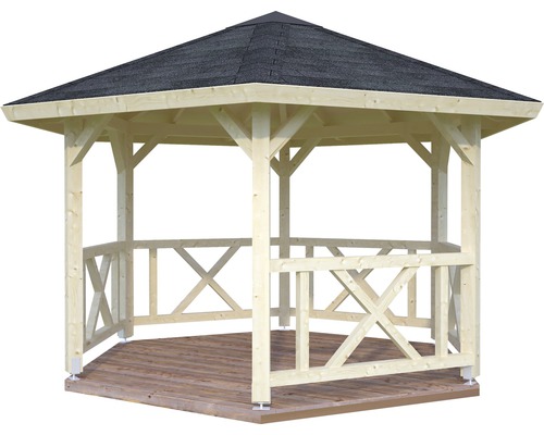 Palmako Betty paviljoen met leuning, 9,9 m² Ø 337 cm, naturel