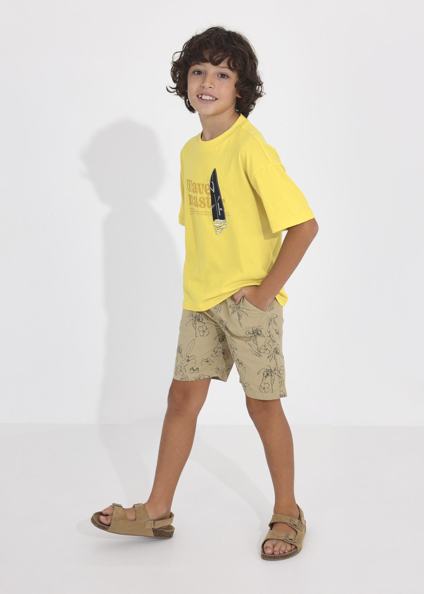 Bermuda infantil de algodão estampado