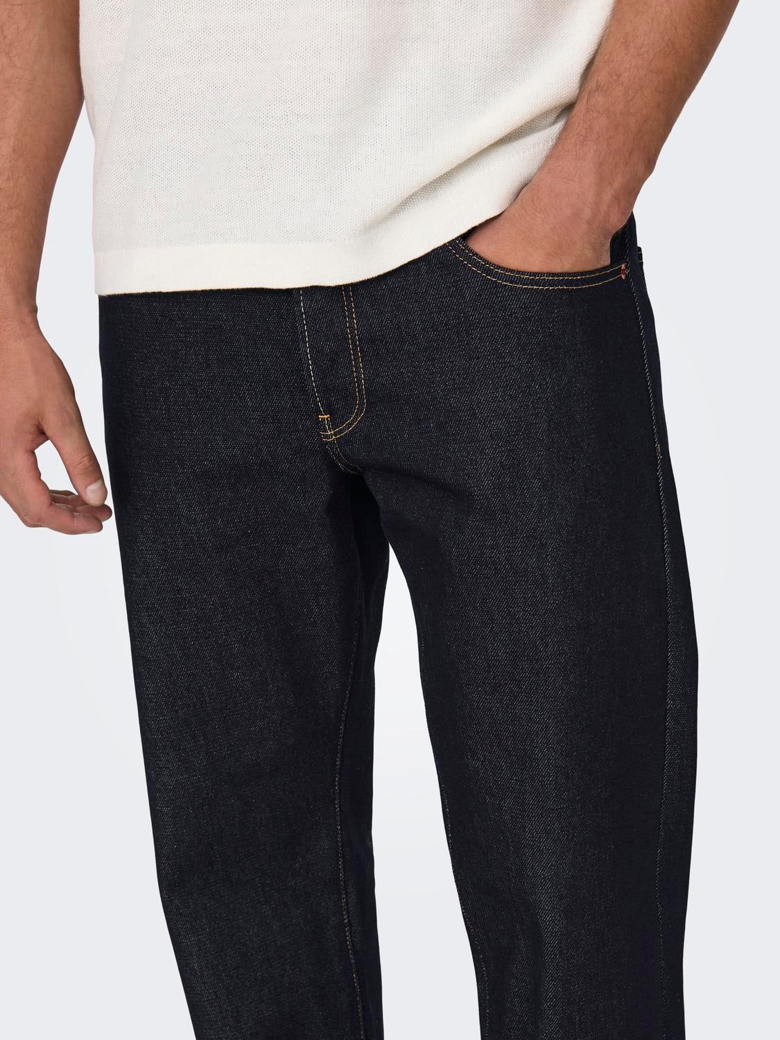 ONSEDGE Mittlere Taille Gerade geschnitten Jeans Dark Blue Denim