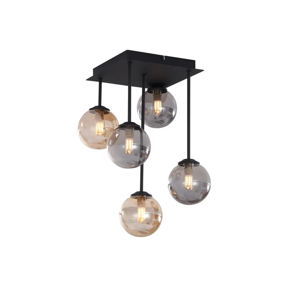 Qazqa plafondlampen athens zwart g9
