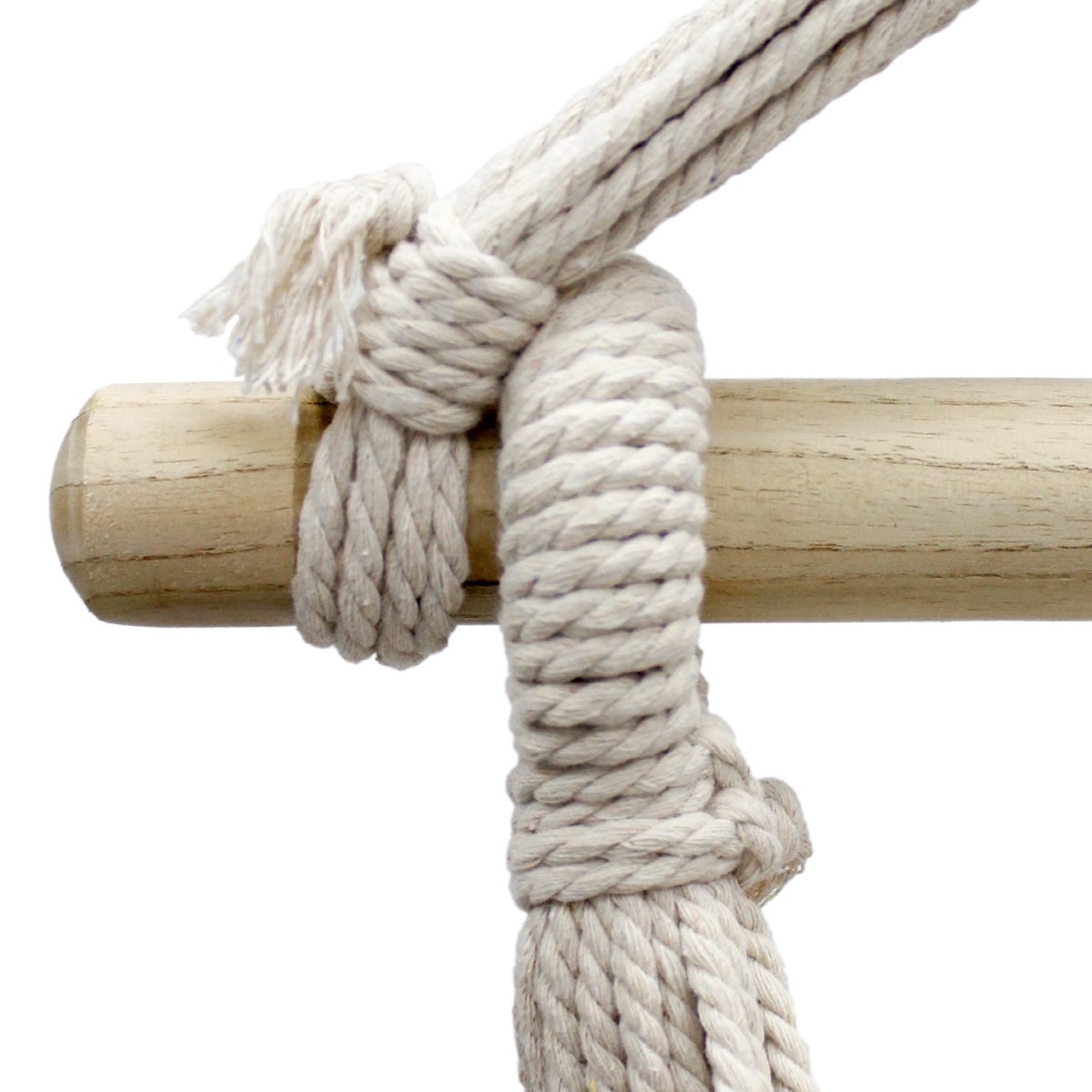 ECD Germany Hangstoel met 2 kussens - Katoen - Hardhouten dwarsbalk - Draagvermogen tot 120 kg - Beige - Binnen/buiten - Hangstoel, Hangstoel, Hangschommel, Hangmat, Hangmand, Schommelstoel, Zitplaats