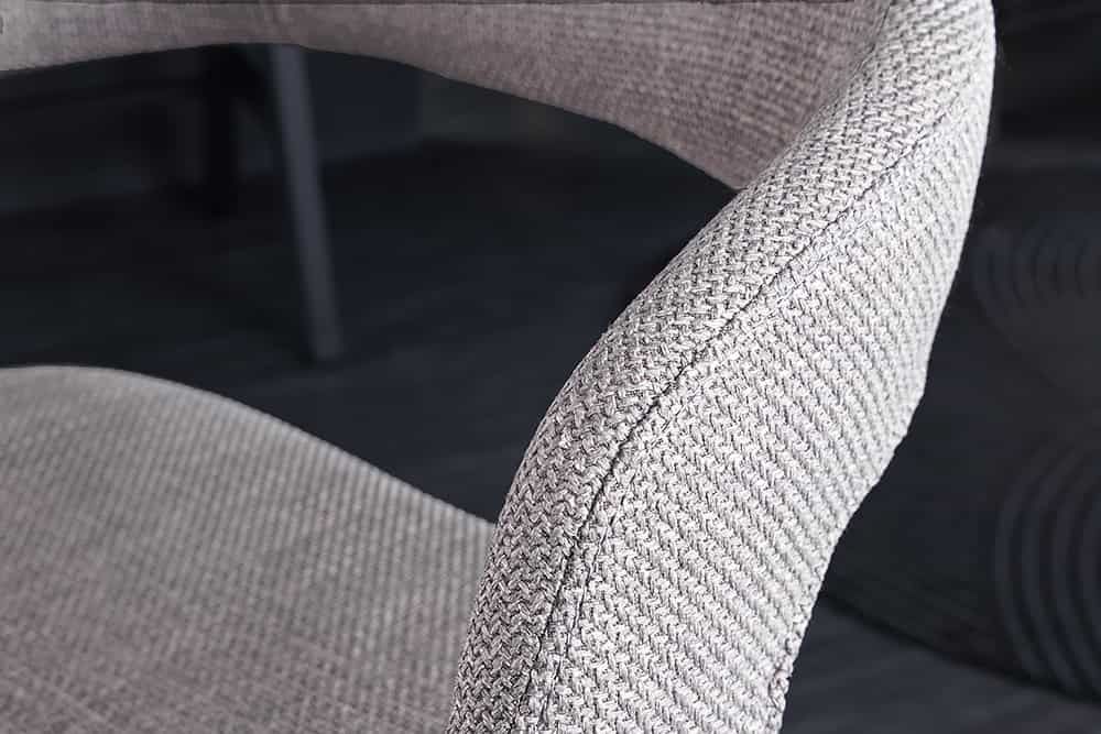 Retro Barhocker MANHATTAN grau Strukturstoff Eschenholz drehbar höhenverstellbar
