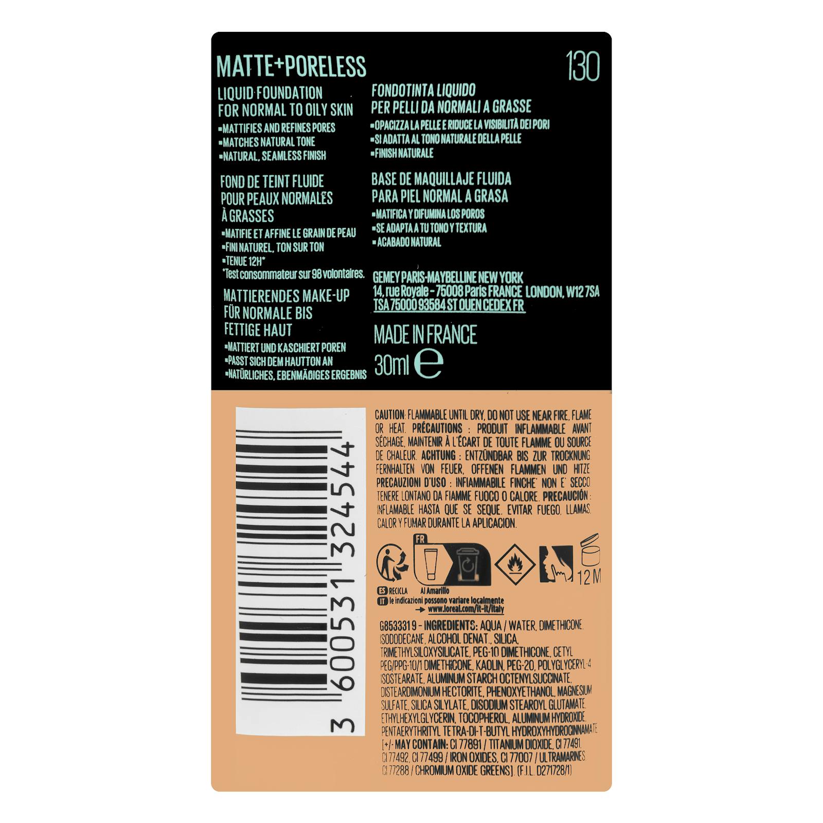 Fond de teint fluide Fit Me 130 Beige chamois