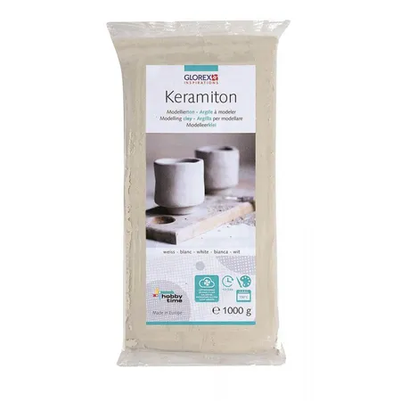 Glorex Keramiton Modellierton weiß, 1000 g, lufthärtend oder brennbar