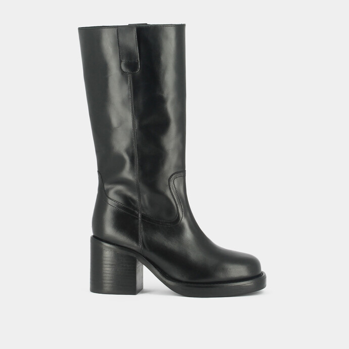 Bottes à talons  en cuir noir