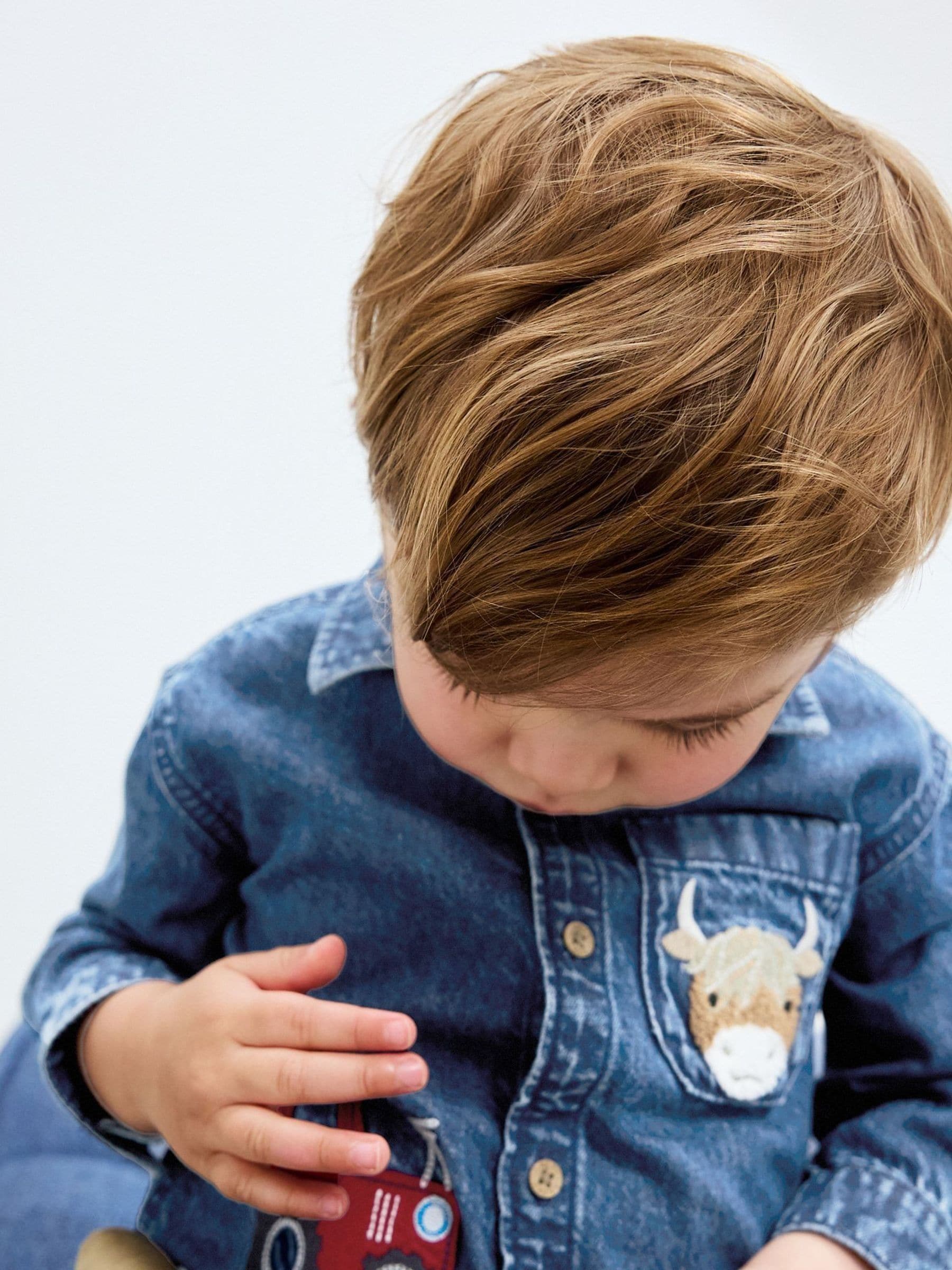 Blauw - Denim overhemd met lange mouwen met Character (3mnd -7jr)