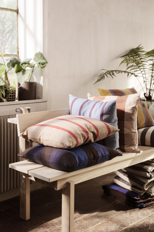 Ferm Living Grand quilted plaid 170x120 Sand/Black