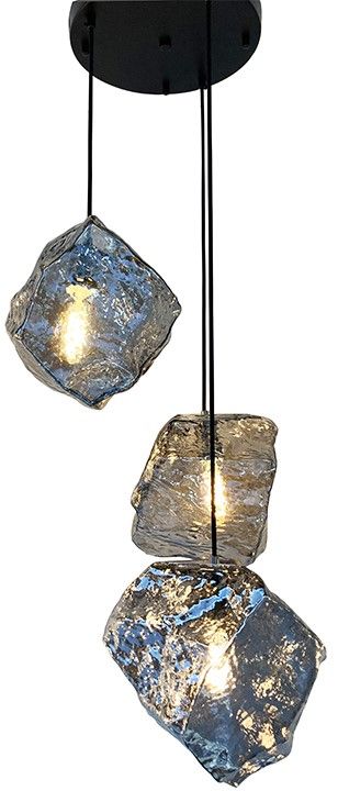 Hanglamp 3-lichts rond smoked glass Yara ⌀30  cm