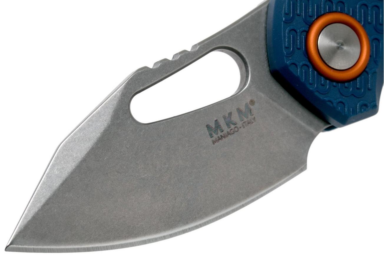 MKM Isonzo FX03-3PBL Clip point Blue FRN zakmes, Jesper Voxnaes design