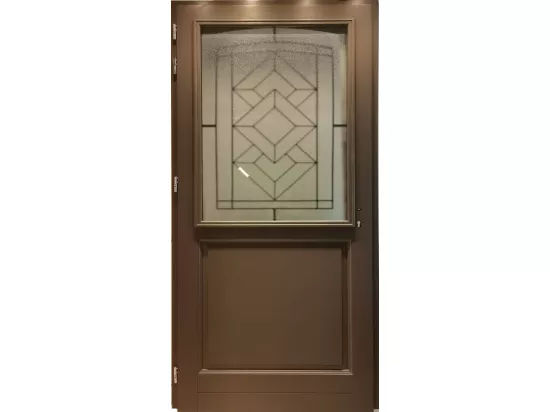 Porte D'Entrée Bois Vitrée, Elsie, Vert Ral7002, H,215Xl,90 P, Droit Cote Tableau