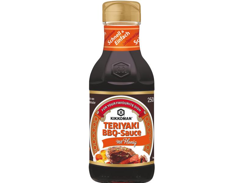 Kikkoman Teriyaki BBQ Sauce mit Honig 250 ml Asiatisches Flüssiggewürz