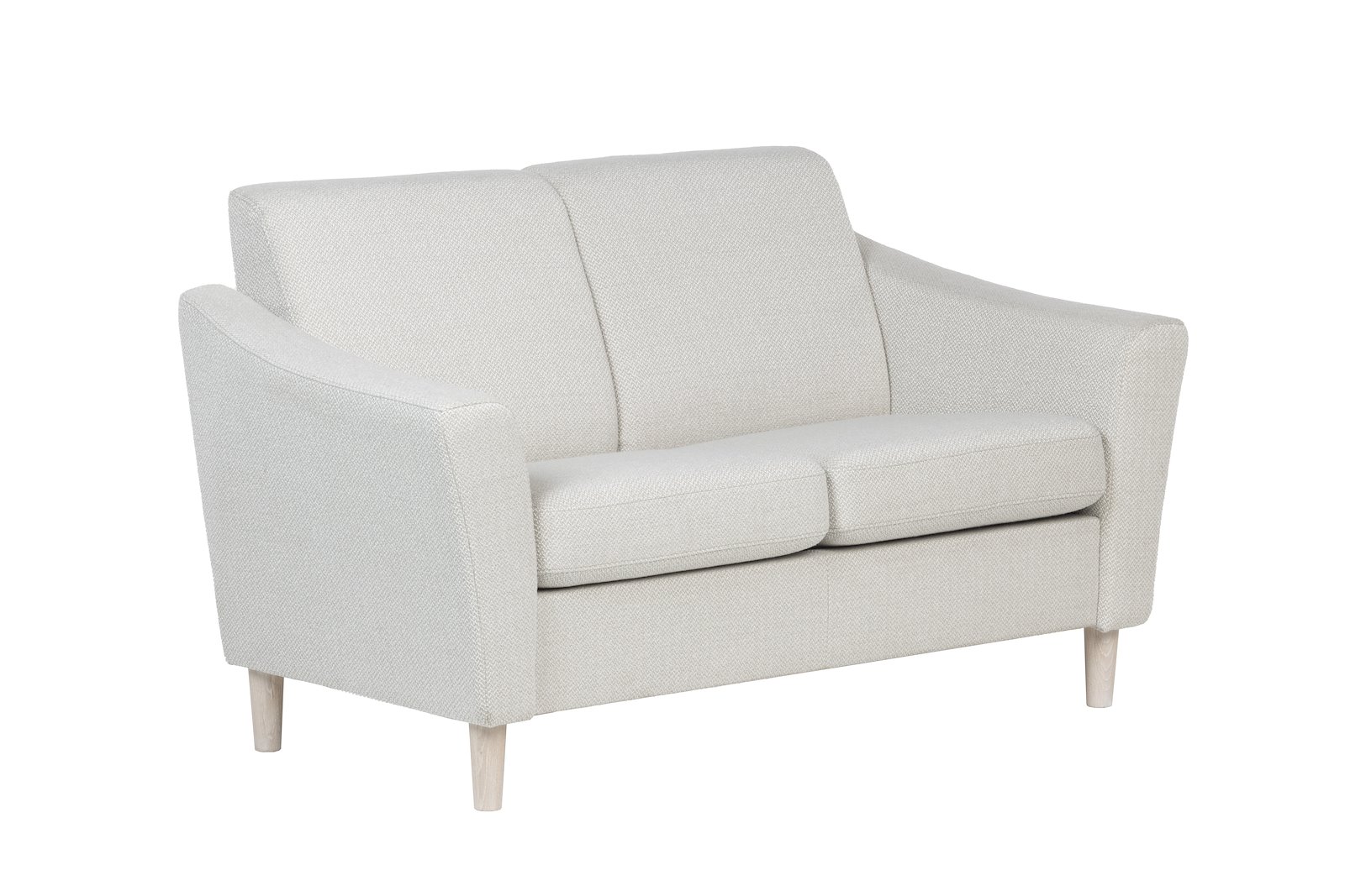 Medly sofa Tekstil Uno Kitt med vange A og hvitoljet ben 376