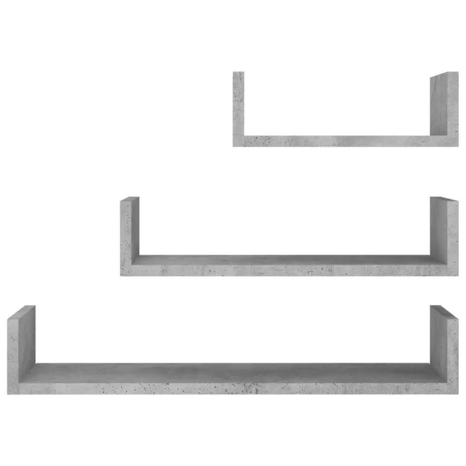 vidaXL - Plank - Grijs - Bewerkt hout - 60 x 15 x 10 cm - 3 stuks