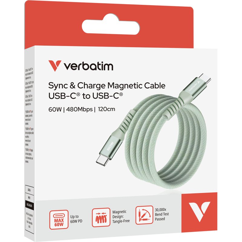 Verbatim 31864 câble USB USB 2.0 1,2 m USB C 0,48 Gbit/s 60 W Vert