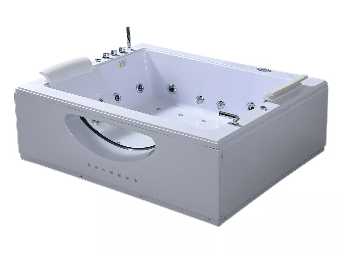 Baignoire hydromassage blanc double pompe 178 X 147 cm 33 jets – Petal