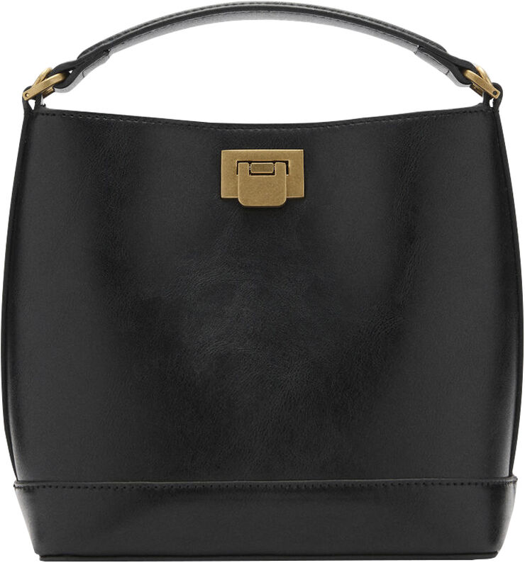MANGO Mini shopper bag with metallic deta Medium brown